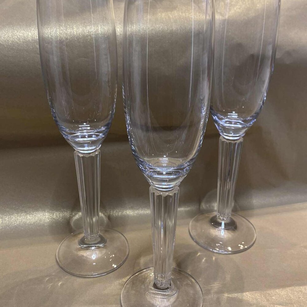 Vintage Mikasa Diamond Pleats Crystal Champagne Flutes - Set of 3